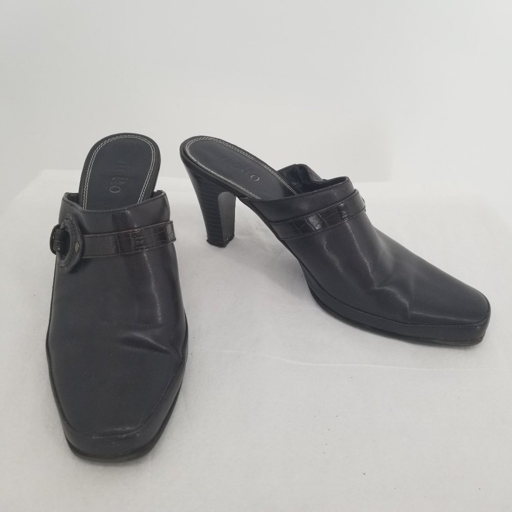 Vegan Leather Mule, Dark Brown, 9M